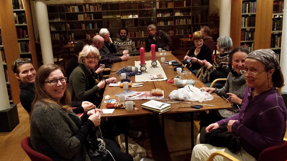 Knitting-book-coffe at the Library