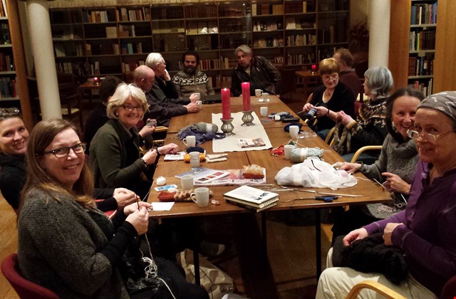 Knitting-book-coffe at the Library