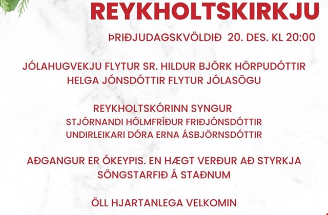 Aðventukvöld í Reykholtskirkju-Aflýst vegna veðurs
