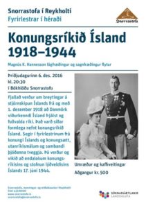 Auglýsing um fyrirlestur Magnúsar K. Hannessonar