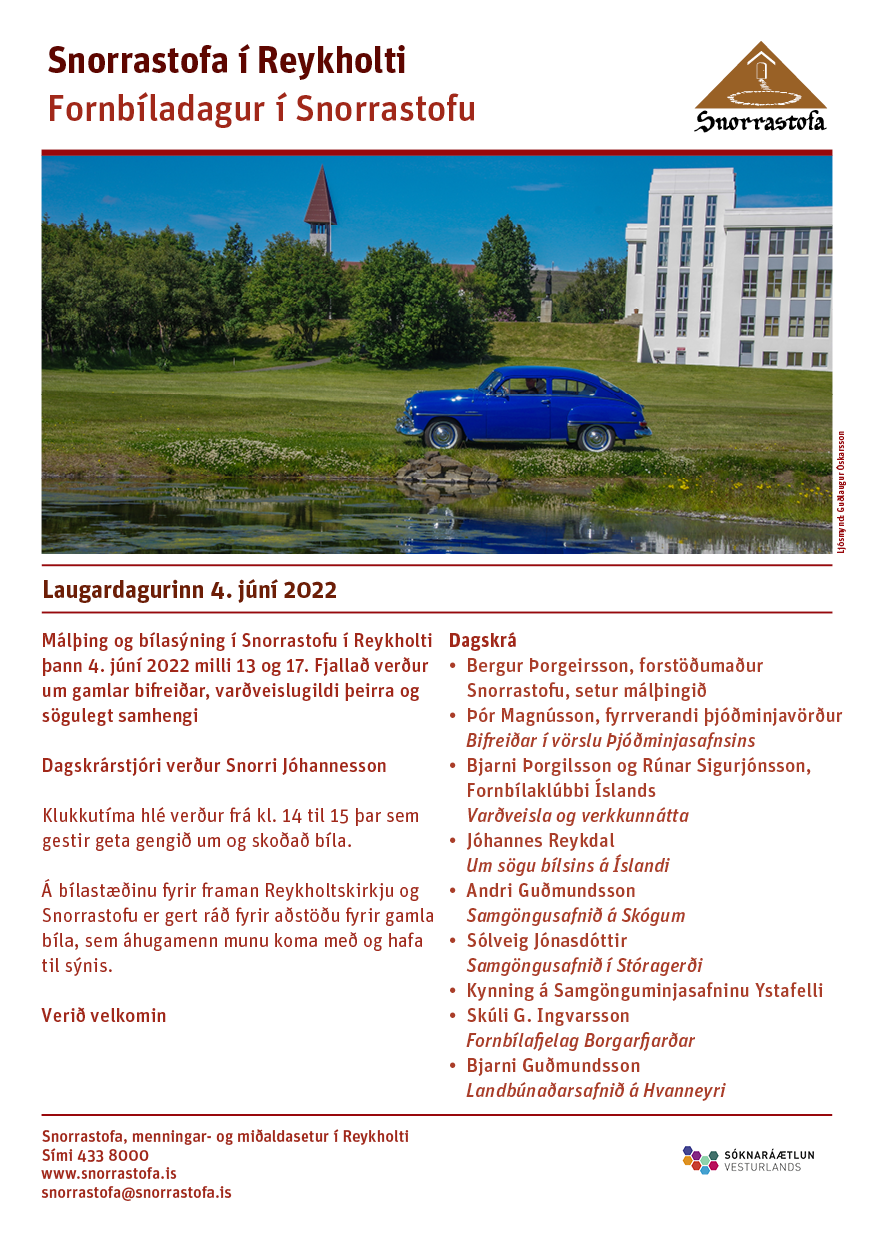 Fornbíladagur í Snorrastofu 4.júní 2022